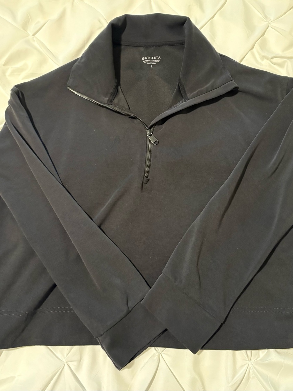 Athleta Women’s 1/4 Zip Mock Neck Long Sleeve Pullover Jacket, Black, Size L